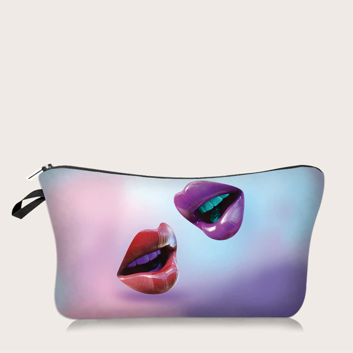 

Red Lip Print Makeup Bag, Multicolor