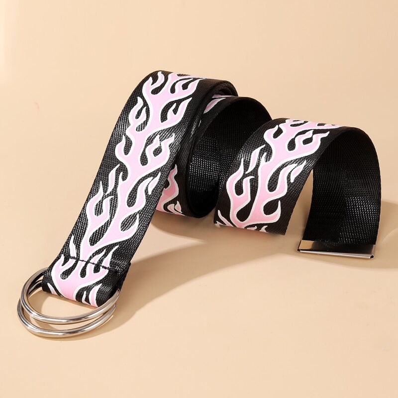 

Flame Pattern Tape Belt, Pink