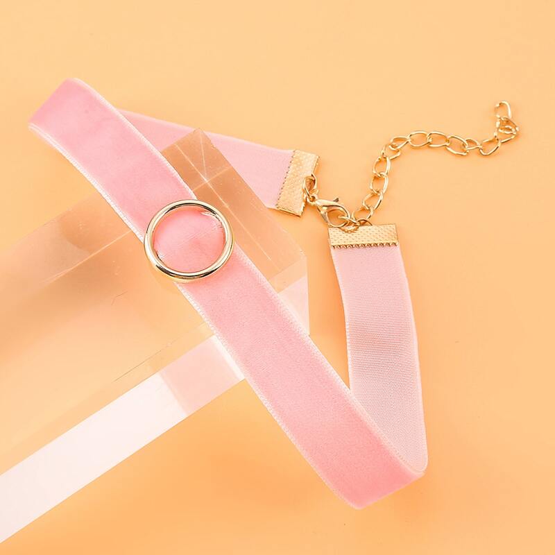 

Round Decor Velvet Choker, Pink