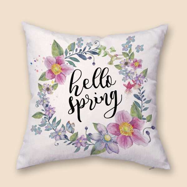 

Flower Print Cushion Cover Without Filler, Multicolor