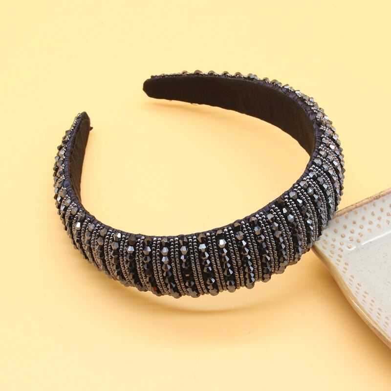 

Rhinestone Padded Hair Hoop, Navy blue