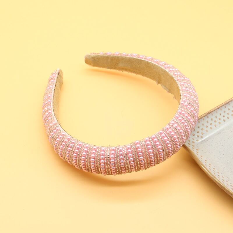 

Faux Pearl Padded Hair Hoop, Pink