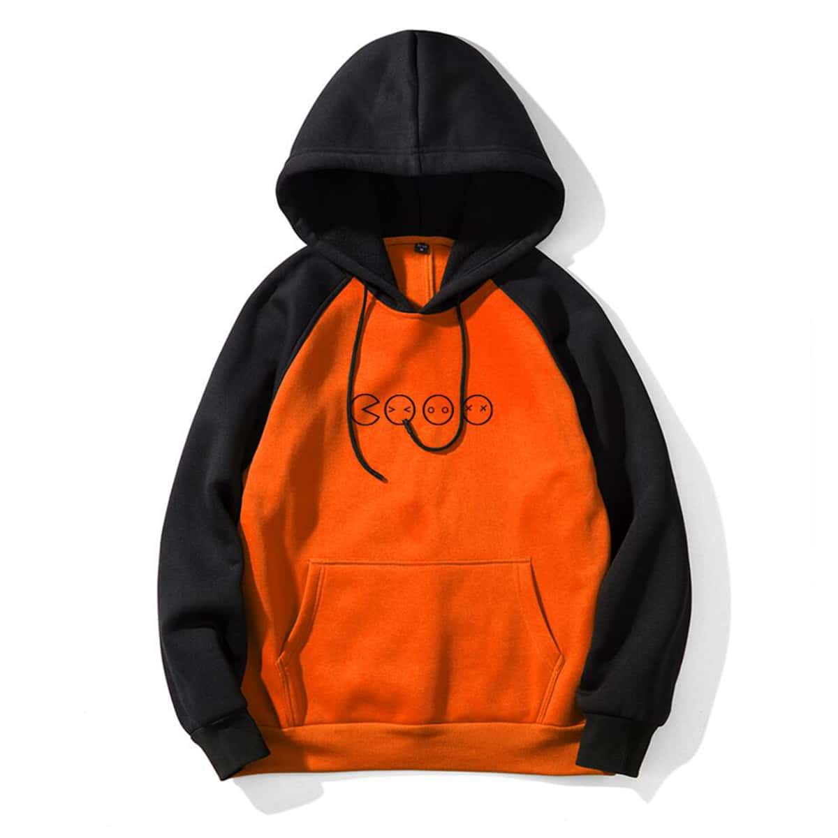 

Guys Colorblock Graphic Drawstring Hoodie, Orange