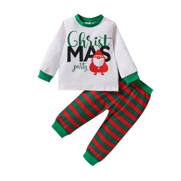 

Toddler Girls Christmas & Letter Graphic Sweatshirt & Striped Sweatpants, Multicolor