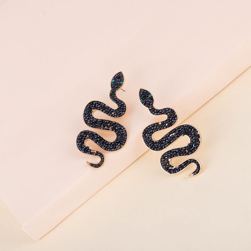 

Bead Decor Serpentine Design Stud Earrings, Black