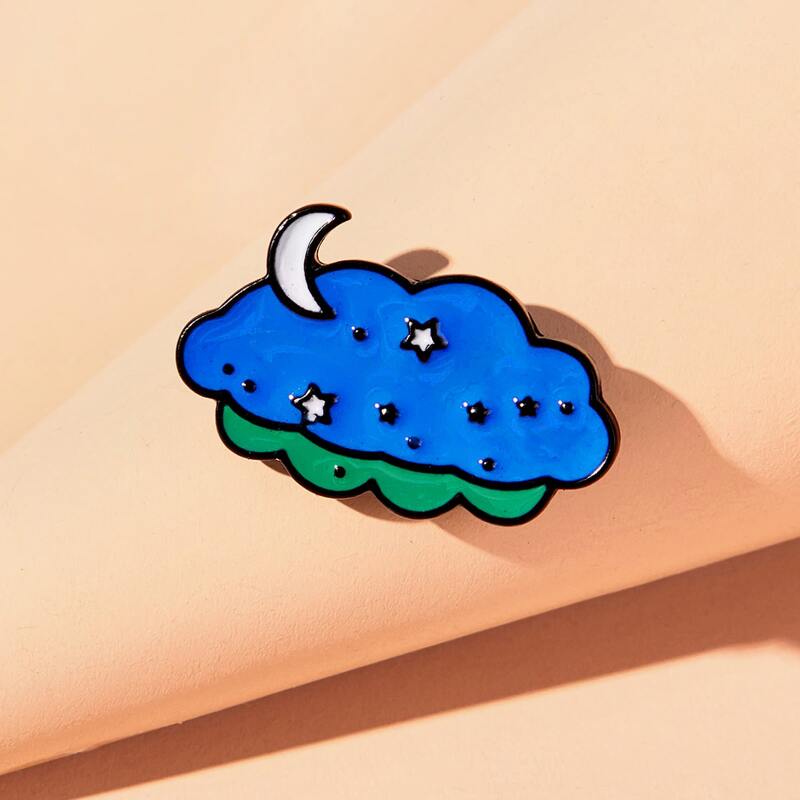 

Cloud & Moon Brooch, Blue