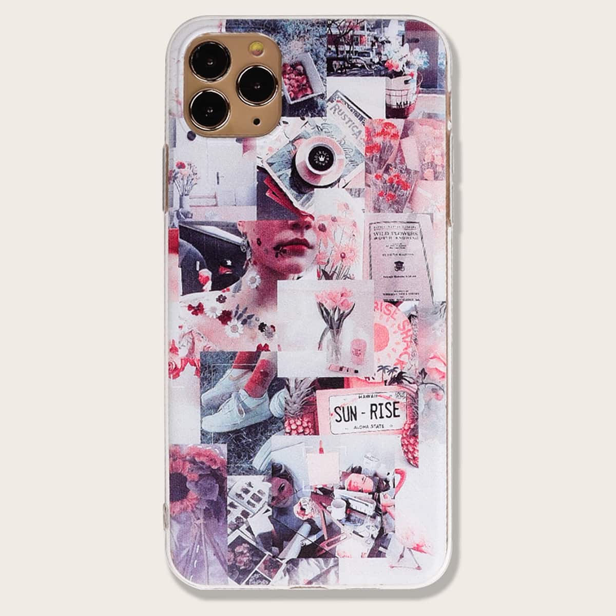 

Aesthetic Collage Pattern iPhone Case, Multicolor
