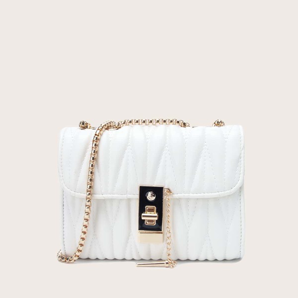 

Stitch Detail Chain Shoulder Bag, White