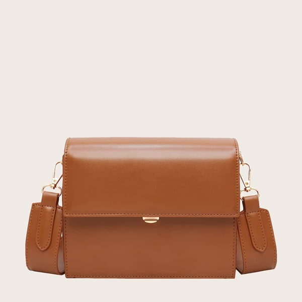 

Simple Flap Shoulder Bag, Brown