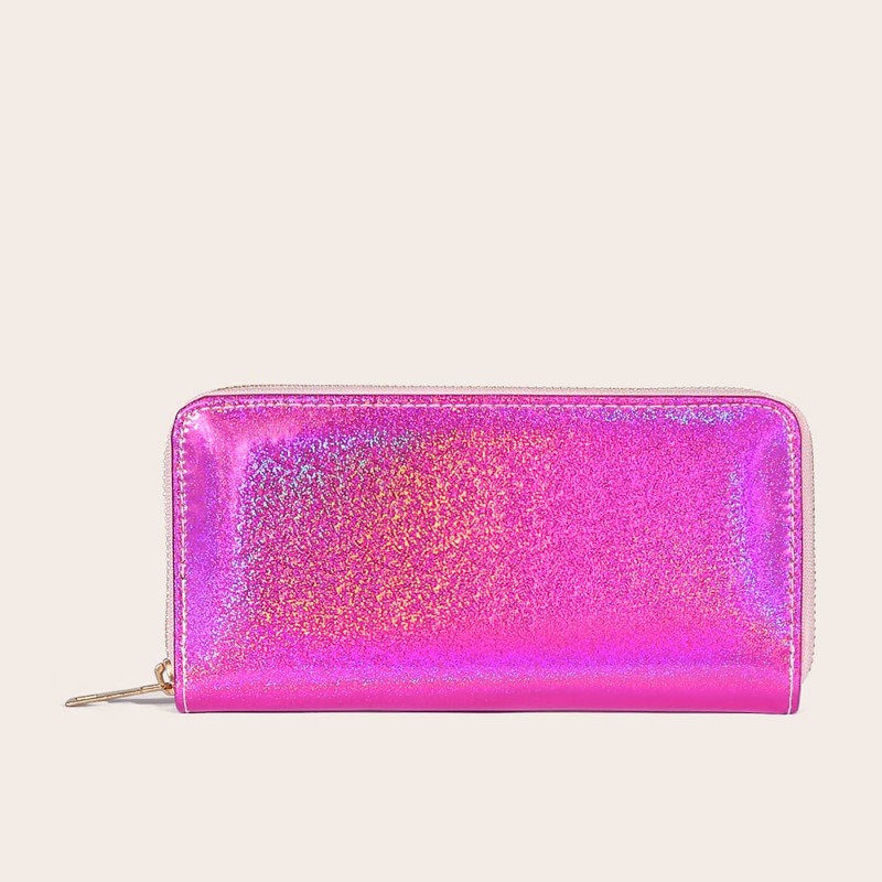 

Holographic Zip Around Purse, Hot pink