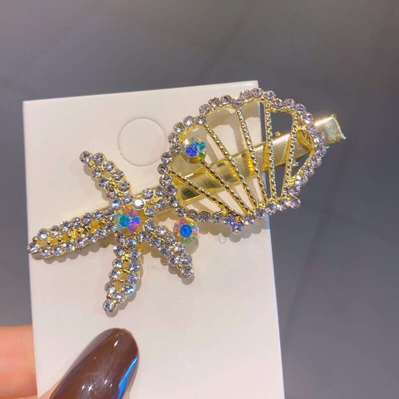 

1pc Random Rhinestone Starfish Hair Clip, Multicolor