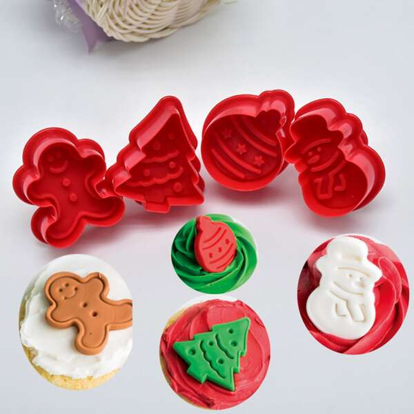 

4pcs Christmas Biscuit Mold, Red