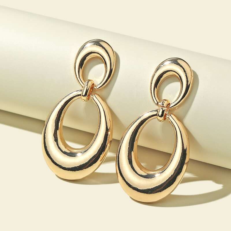 

Metal Waterdrop Drop Earrings, Gold