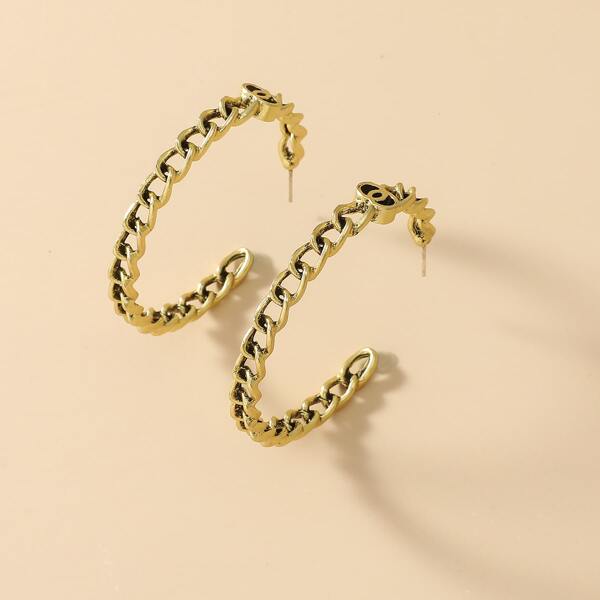 

Chain Cuff Hoop Earrings, Gold