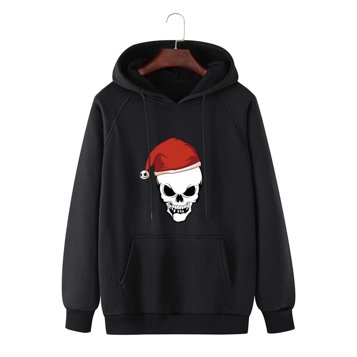 

Guys Christmas Skull Graphic Hoodie, Black