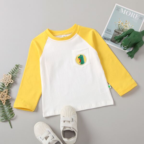 

Toddler Girls Cartoon Embroidery Raglan Sleeve Tee, Multicolor