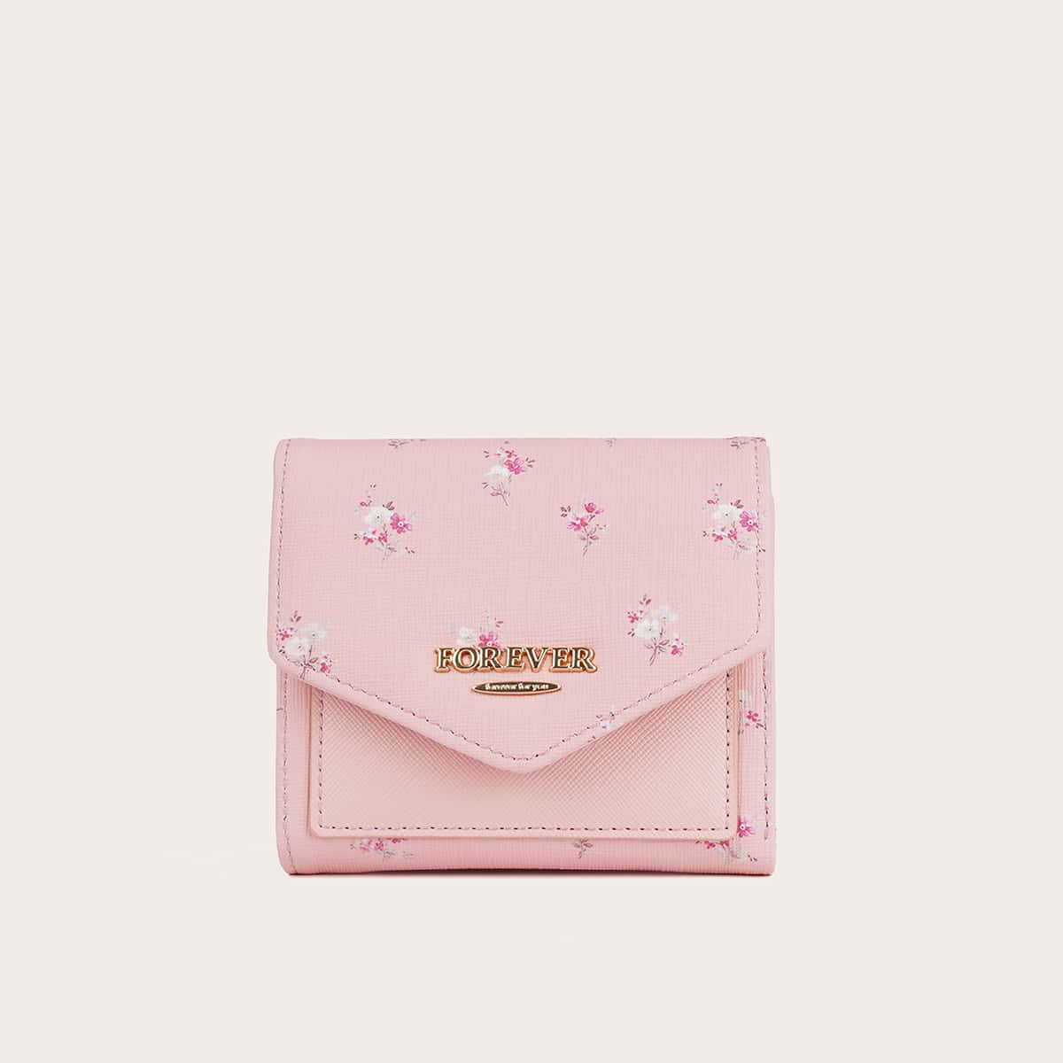 

Floral Graphic Fold Over Purse, Pink