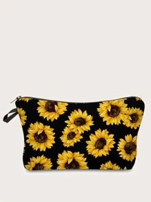 Bolsa de maquillaje con estampado de girasol - Multicolor - Ver 1