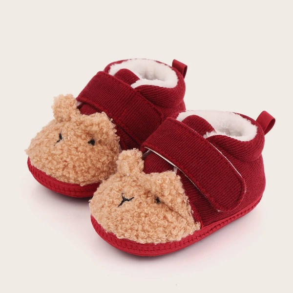 

Baby Girl Cartoon Design Velcro Strap Flats, Red