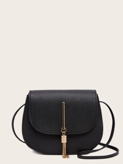 Metal Tassel Decor Saddle Bag