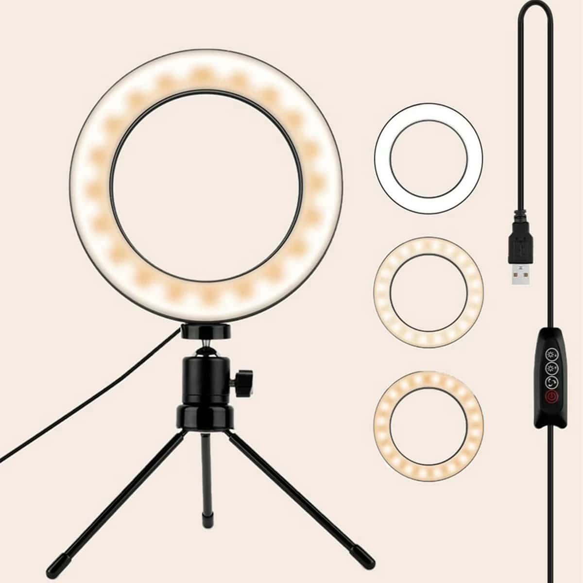 

1pc Ring Fill Light With Stand, Black