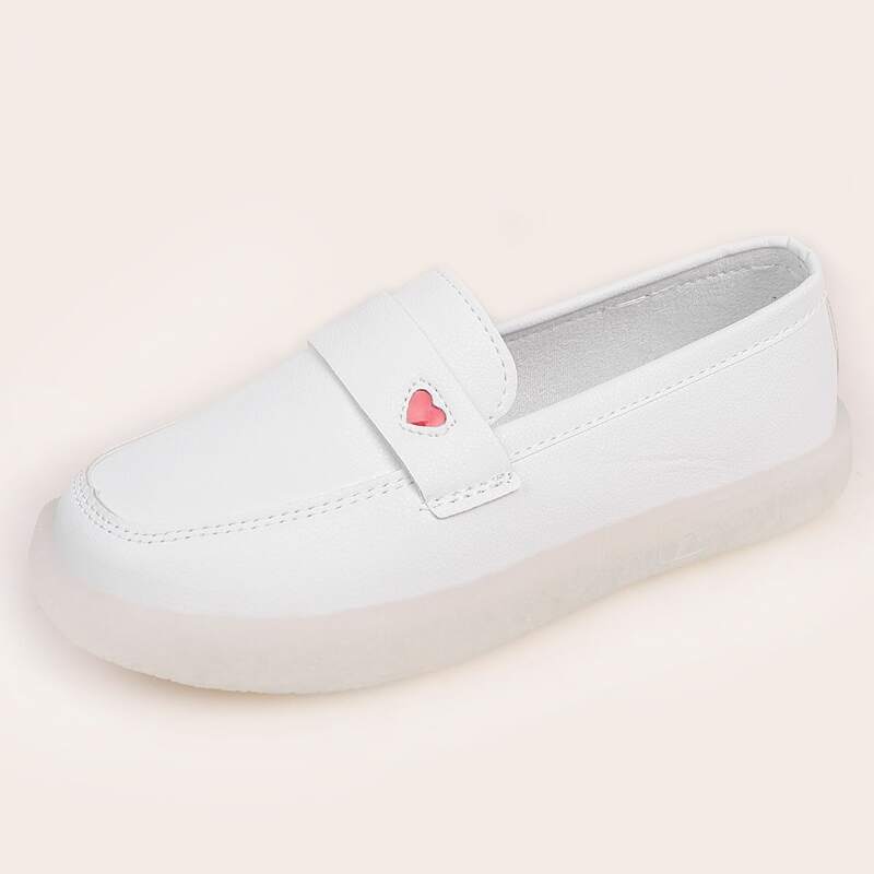 

Heart Print Slip On Flats, White