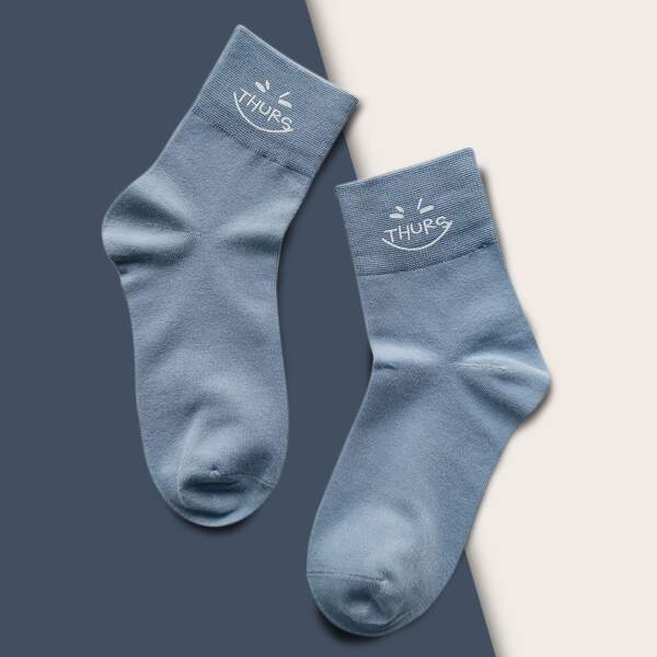 

Letter Graphic Socks, Blue