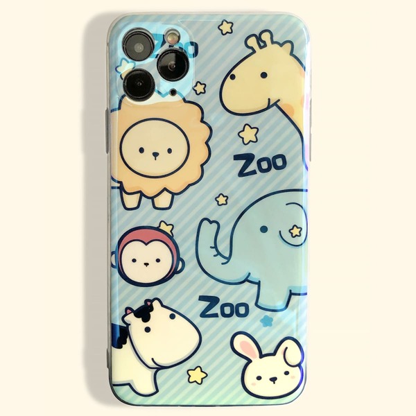 

Cartoon Zoo Pattern iPhone Case, Multicolor