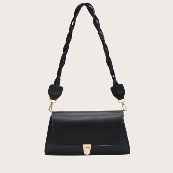 

Minimalist Push Lock Trapezoid Bag, Black