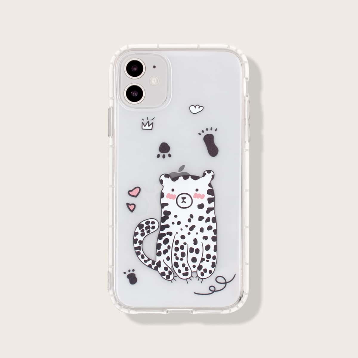 

Cartoon Cat Pattern iPhone Case, Multicolor clear