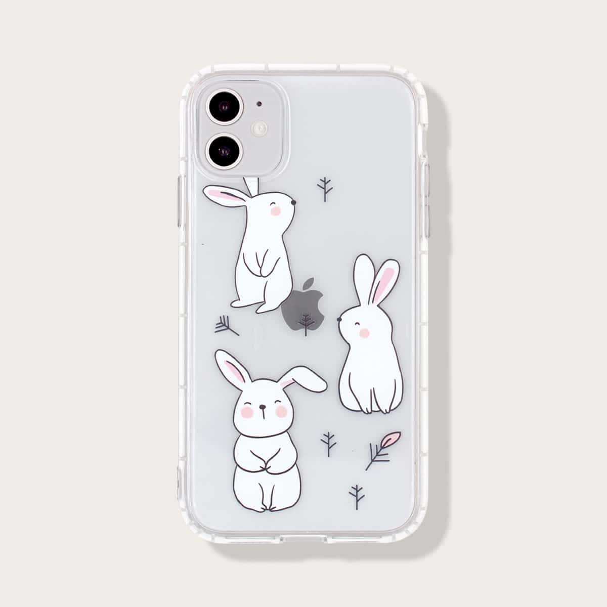 

Cartoon Rabbit Pattern iPhone Case, Multicolor clear