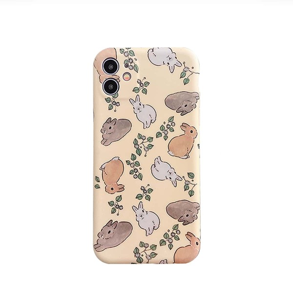 

Rabbit & Leaf Print iPhone Case, Yellow