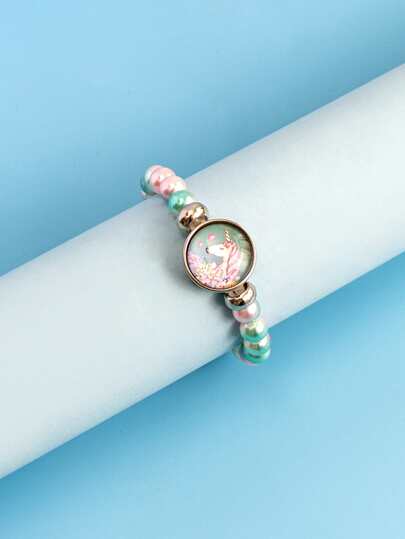 女孩圓形裝飾串珠手鐲