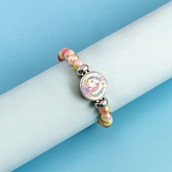 

Girls Round Decor Beaded Bracelet, Multicolor