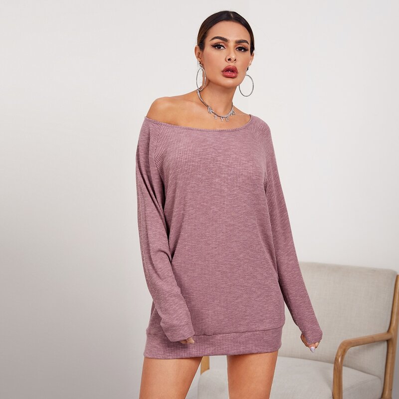

Boat Neck Raglan Sleeve Lounge Top, Dusty pink