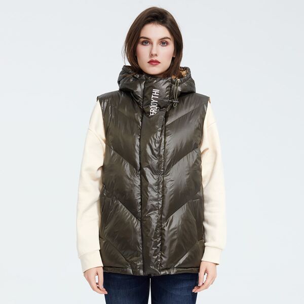 

Letter Graphic Puffer Vest, Army green