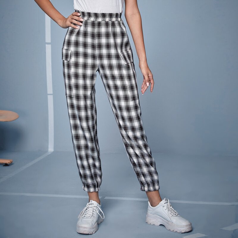 

Plaid Flap Pocket Pants, Multicolor