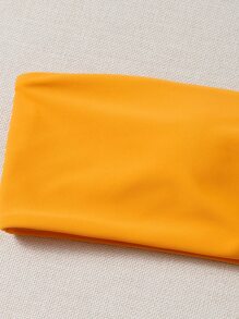 拼色無肩帶丁字褲比基尼套裝，夏季沙灘必備 - 彩色 - 查看 5