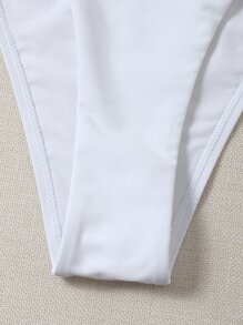 拼色無肩帶丁字褲比基尼套裝，夏季沙灘必備 - 彩色 - 查看 6