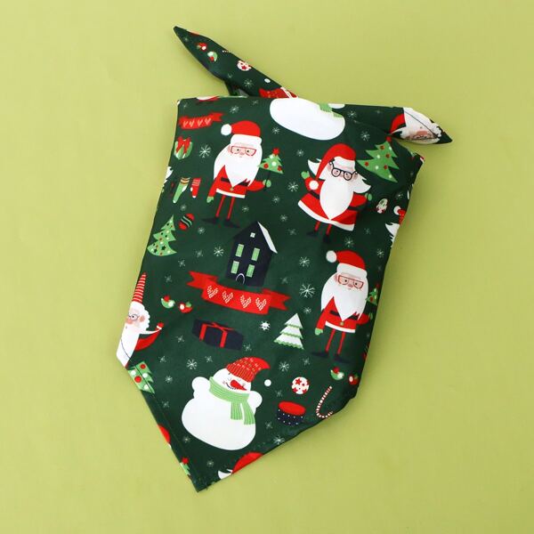 

Christmas Santa Print Dog Bandana, Green