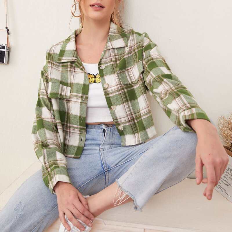 

Collar Plaid Jacket, Multicolor