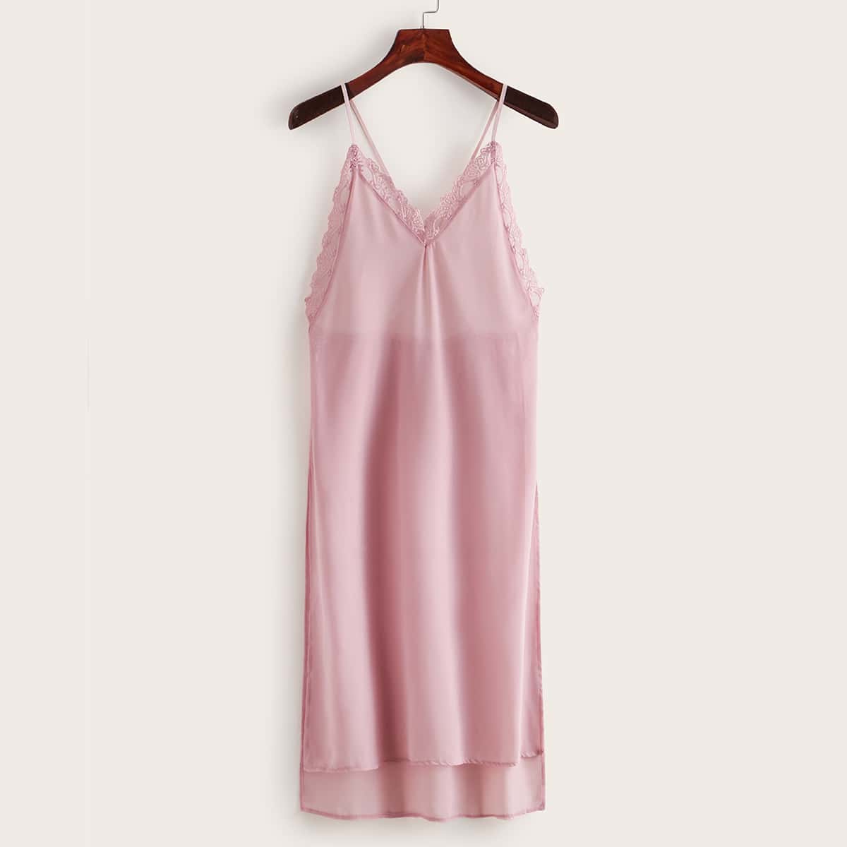 

Chiffon Lace Trim Slips, Pink