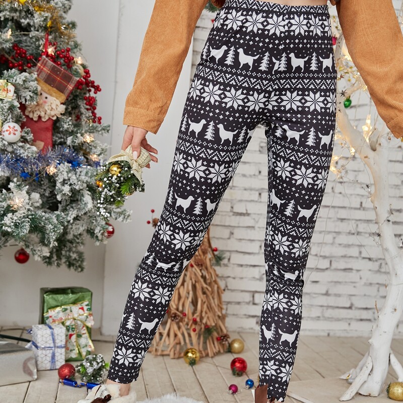 

Ugly Christmas Pattern Leggings, Black and white