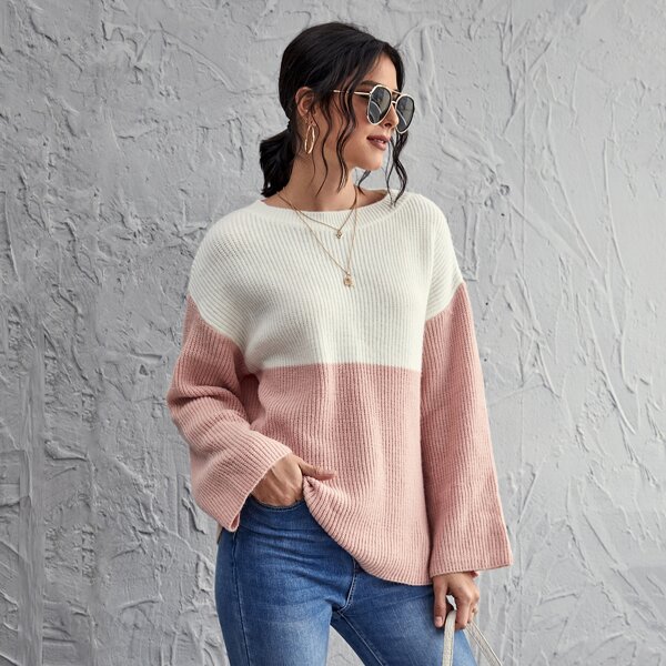 

Drop Shoulder Color Block Sweater, Multicolor