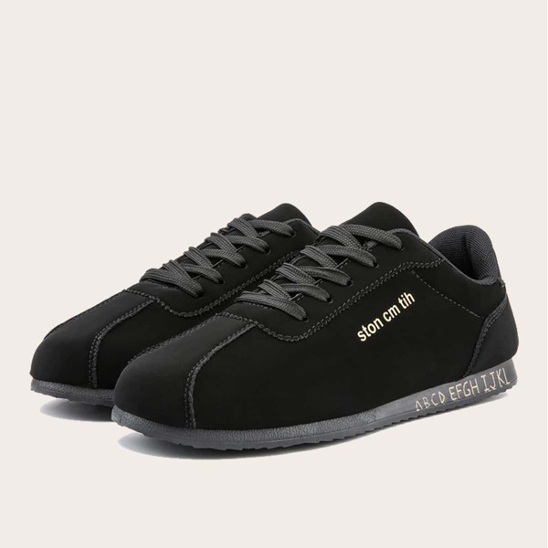 

Men Lace-up Front Letter Graphic Sneakers, Black