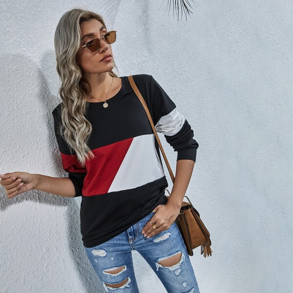 

Cut And Sew Round Neck Sweatshirt, Multicolor