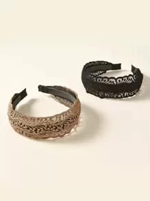 2 chiếc băng đô ren hoa rỗng bản rộng cho nữ, phụ kiện tóc thiết kế vòng hoa nghệ thuật phong cách Bohemian, băng đô chống trượt có răng cưa kiểu Boho, băng đô hoa Piranha cho ngày Valentine, băng đô cài tóc, phụ kiện đội đầu - Nhiều màu - Xem 2