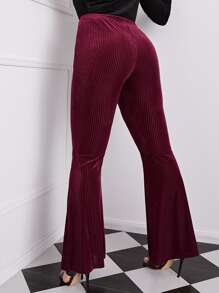 SHEIN Plus Flare Leg Velvet Pants