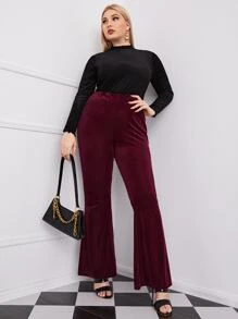 SHEIN Plus Flare Leg Velvet Pants