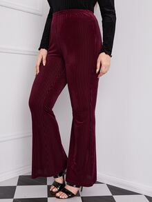 SHEIN Plus Flare Leg Velvet Pants